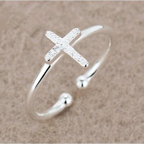 Ring female Korean version cute cross brushed ring opening adjustable size index finger tail ring 2020 explosion gift