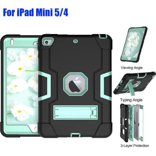 Heavy Duty Silicone TPU + PC Hard Flexible Stand Armor Case For iPad Mini 5 4 Drop Shock Proof + Screen Protector IM51