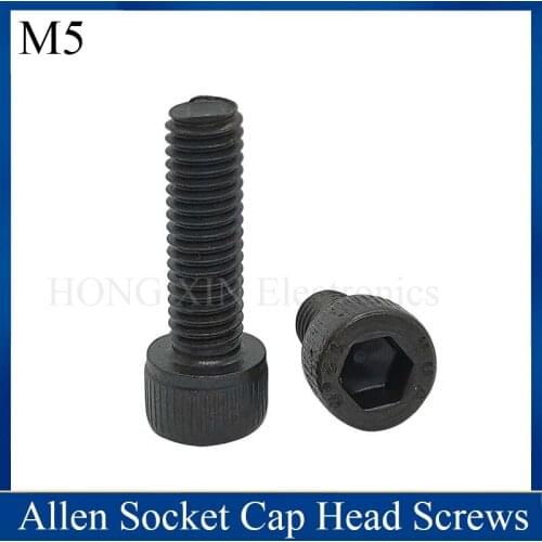 10Pcs M5 DIN912 Alloy Steel Hex allen Socket Cap Head Screw Black grade 12.9 Metric Bolt Length=8-30mm