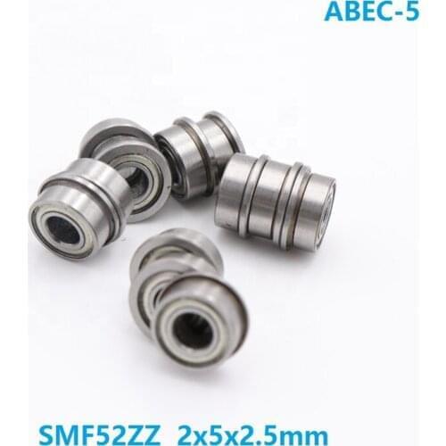 20pcs/lot ABEC-5 SMF52ZZ SMF52 ZZ Stainless Steel flange bearing 2x5x2.5 mm Shielded deep groove Ball Bearings Flanged 2*5*2.5mm