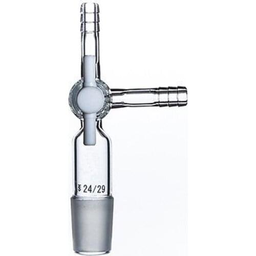 24/29 Joint Laboratory Vacuum Adapter with 8mm hose connections PTFE stopcock glass instrument