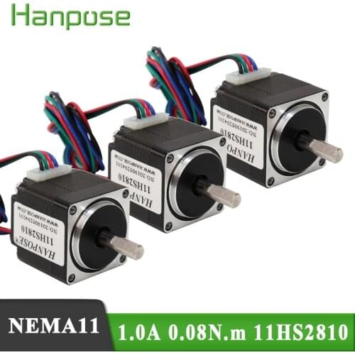 3psc/lot Nema11 Stepper Motor 11HS2810 1.8Degree 1.0A motor for 3D CNC Laser and 3D printer Parts Stepper Motor