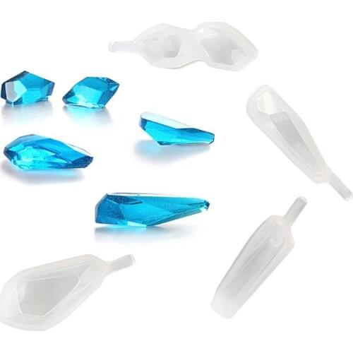 4Pcs Gem Crystal Silicone Resin Molds Earring Pendant Necklace Jewelry Tools