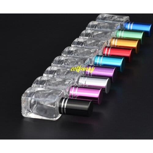 480pcs/lot Luxury 5ML Square transparent Glass Roll On bottle Stainless Steel Roller Ball Empty Essential Oil thick Bottles