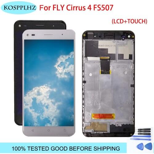 5 inch For FLY Cirrus 4 FS507 LCD Display Touch Screen Digitizer Assembly +frame 100% tested For Cirrus 4 fs 507 Cell Phone