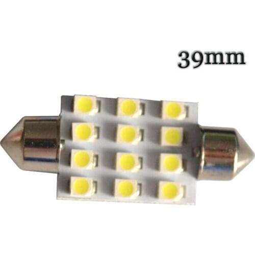 50Pcs LED Bulbs 39MM Festoon White Interior Car Lights 12SMD 3528 Chips For Auto Dome Reading Light 12V