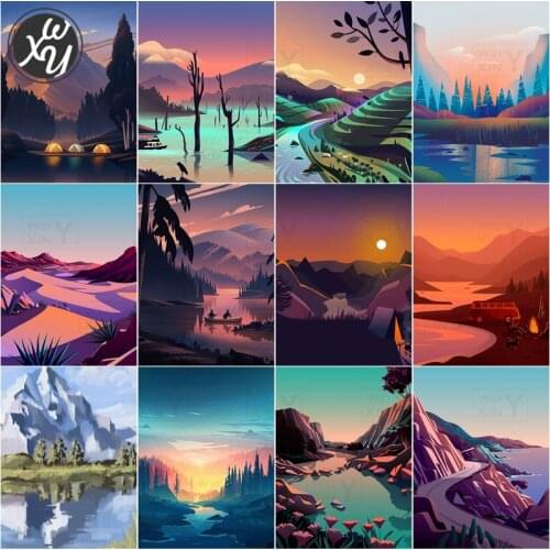 Diamond Art for Adults Scenery Art Full Drill Mosaic Embroidery Cross Stitch Kits Round Square Rhinestones Accessories for Decor