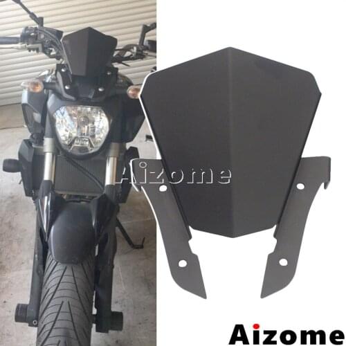 Motorcycle Aluminum Parebrise Windshield For Yamaha MT-07 FZ-07 2013-2017 Wind Deflector Headlight Top Mount Cover Panel Fairing