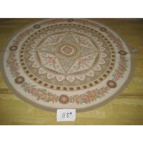 Free shipping 5'X5' Round French Aubusson Woolen carpets New Store Openning with wholesale prices for all stocks rugs