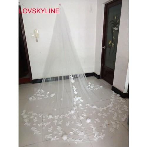 Free shipping new arrive 3M Bridal Veil Appliques Edge Tulle Ivory Wedding Voile Bridal Veil for Wedding Dresses