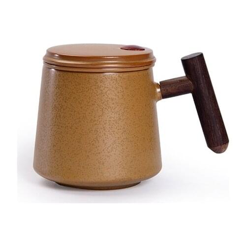 Large Capacity Pottery Mug Coffee Mug Drinkware Gift Ceramic Mugs with Lid Tea Drink with Tea Filter Inside