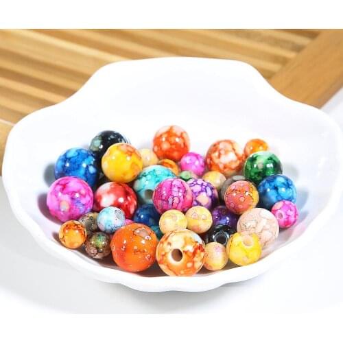 8/10/12/14mm 20-100pcs Color Flowering Acrylic Loose Spacer Beads For DIY Earrings Bracelet Necklace Jewelry Accessories