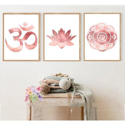 Color Buddha Lotus Canvas Poster Abstract Minimalist Art Canvas Painting Yoga Wall Picture Print Modern Home Living Room Decor