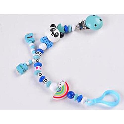 Baby Pacifier Clip Chain Cute Panda Head Rainbow Tooth Gel Anti Chain Child Chews Training Supplies Baby Care Appease Toys