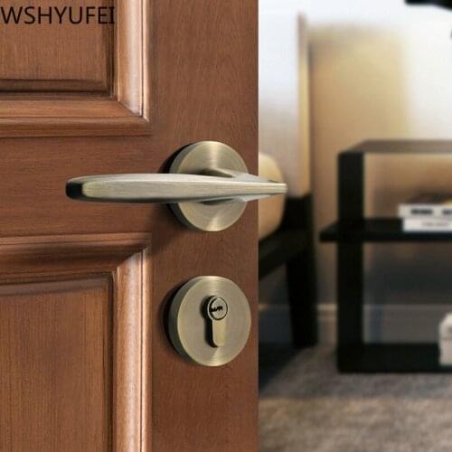 1 Set American Style Indoor Door Lock Household Room Door Lock Bedroom Door Handle Lock Silent Furniture Hardware Accessories