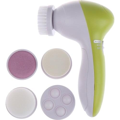 5 In 1 Electric Face Cleansing Brush Facial Brush Deep Cleaning Pore Cleaner Body Massager Replaceable Head Brush Beauty Tool