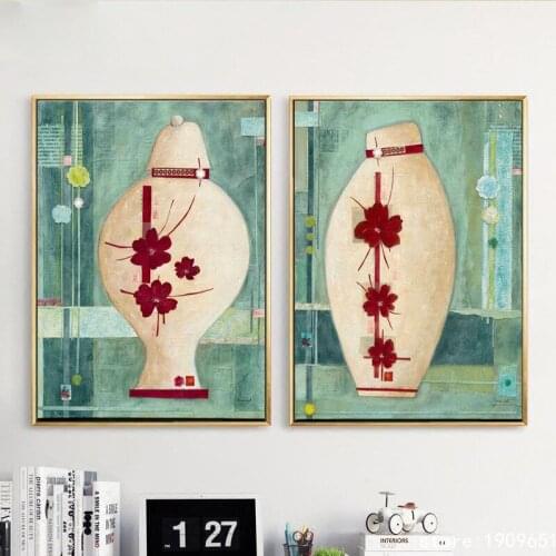 Cotton no frame pastoral vase still life canvas printings oil painting printed on cotton home wall art decoration pictures