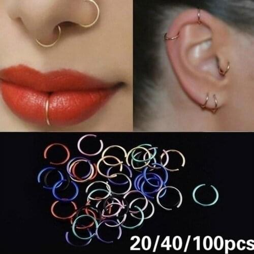 20/40/100pcs Fake Piercing Septum Nose Ring Fake Nostril For Women Body Piercing Jewelry Accessories Fashion Fake Piercing