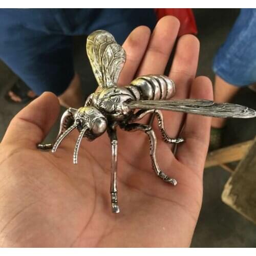 Delicate Hand sculpture Miao silver honeybee statue Bees