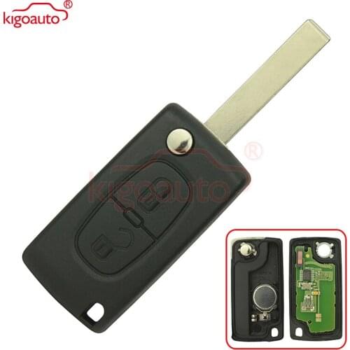 Kigoauto CE0536 Flip remote key 2 button HU83 434Mhz pcf7941 ASK model for Peugeot 207 307 407 807