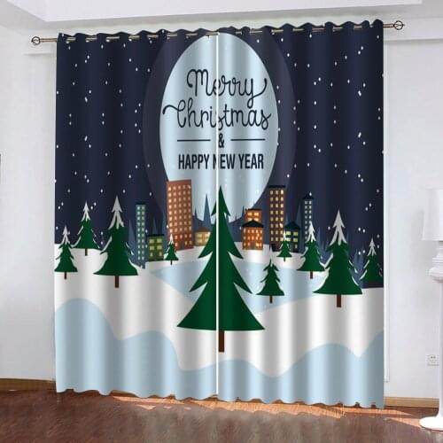 Beautiful Photo Fashion Customized 3D Curtains blue christmas curtains 3D Window Curtains For Living Room Bedroom