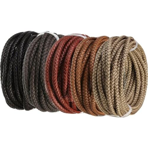 4mm round leather rope DIY bolo tie hand-woven leather bracelet necklace material Aliexpress hot sell