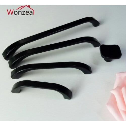 Square Black Knob / Hole CC 64/96/128/160mm Modern Furniture Handle bedroom drawer pull for Cabinet door kitchen cupboard