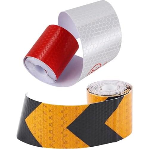 2Pcs 2 Inch X10Ft 3 Meters Night Reflective Safety Warning Tape Strip Sticker - Black Yellow & White Red