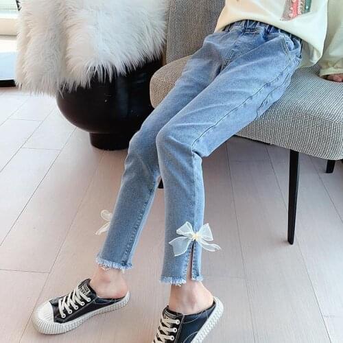 Girls Fashion Jeans Pants 2021 Autumn New Arrival Kids Denim Trousers Girl Jeans Teen Trousers Denim Streetwear Pants