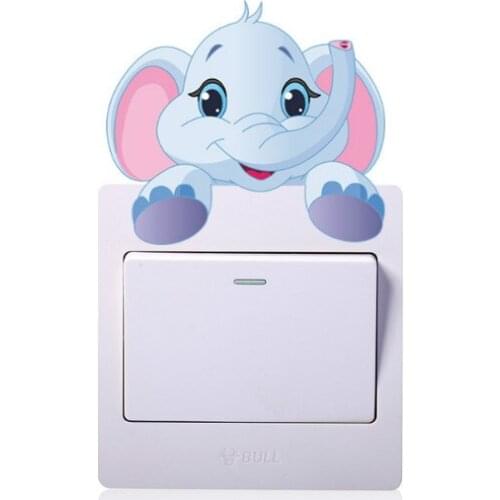 Cartoon Animals Wallpaper Cute Calf Elephant Cat Panda Deer Switch Sticker Creative Removable Wall Decal For Bedroom 5pcs/set