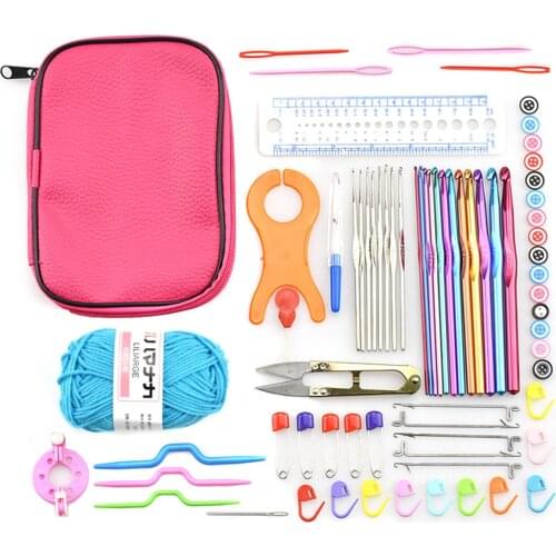 1 set Random Color Knitting Tool Kit Crochet Needle Hook Accessories Supplies With Case Sewing Tools Accessory Weaving Tools
