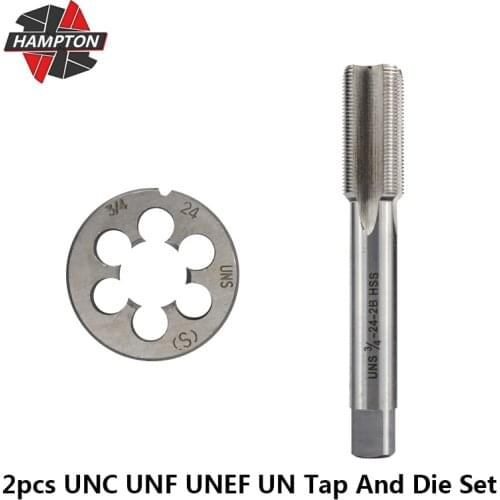 Hampton UNC UNF UNEF UN Right Hand Thread Tap And Die Set 2pcs HSS Hand Tap Drill Bit 5/16 3/8 7/16 1/2 5/8 3/4-18 20 24 28 40