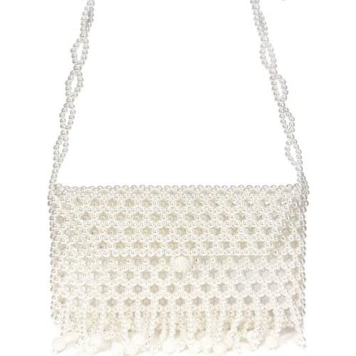 New Messenger Bags Women Fashion Pearl Tassel Bag Weave Shoulder Bag a5894