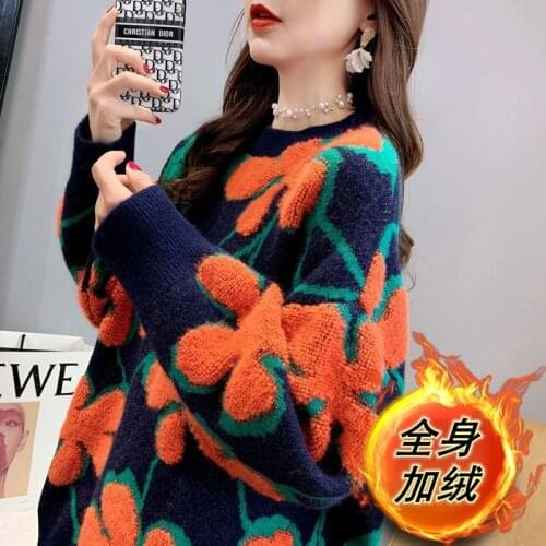 New style Plush languid style thickened sweater for womens Pullover