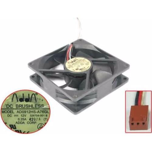 ADDA AD0912HS-A76GL Server Cooling Fan DC 12V 0.25A 90x90x25mm 3-wire