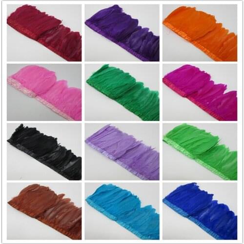 Wholesale Goose Feather Trims 10Meter/Lot Dyed Real Geese Feather Fringes Ribbons for Dress Skirt Cloth Belt decorative Clothing