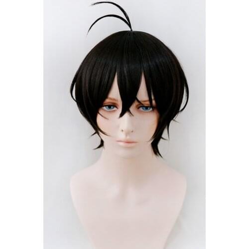 Anime SK∞ Cosplay Wig Black Miya Short Straight Synthetic Hair SK8 the Infinity Cute Hair Styled + Free Wig Cap