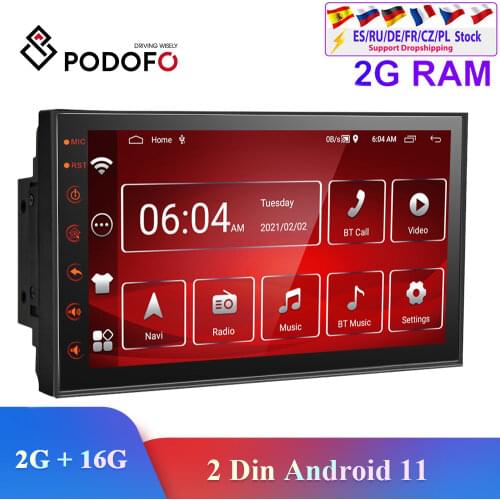 Podofo 2din car radio Android 2.5D Car Multimedia Player GPS 2din Autoradio For Volkswagen Nissan Toyota Hyundai Kia Ford Focus