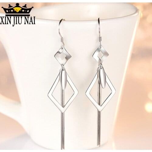 925 sterling silver tassel earrings women Korean temperament super fairy atmosphere face thin earrings niche design earrings