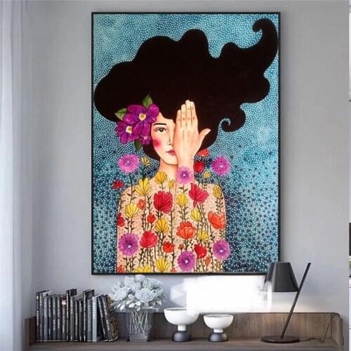 Modern Girl Head In Fish Tank Abstract Canvas Wall Art Painting On Wall Decor Poster And Prints Picture For Living Room Cuadros