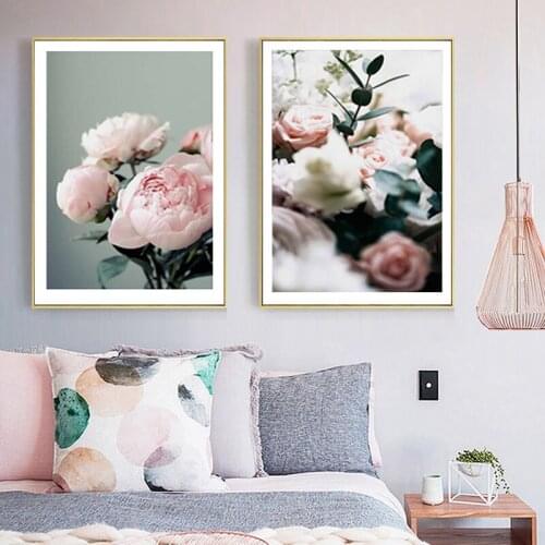 Modern Peonies Floral Abstract Canvas Painting Home Art Posters Bedroom Corridor Stickers Nordic Decoration