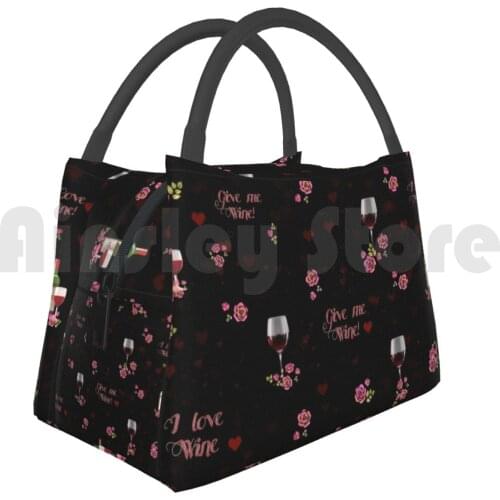 Cooler Lunch Bag Picnic Bag Wine Is Good! Wine I Love Wine Food Drink Beer Pinup French Red Wine Roses Floral