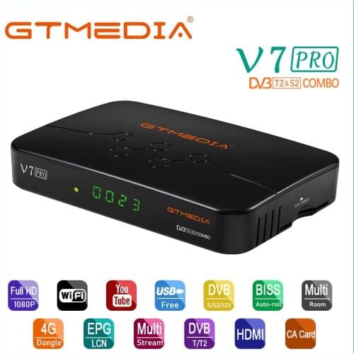 GTmedia V7 Pro DVB S2/T2 Tuner Digital TV Box Satellite Receiver MPEG-2/-4 H.265 T2MI Set Top Box HD H.265 Main 10 CCAM CA Card