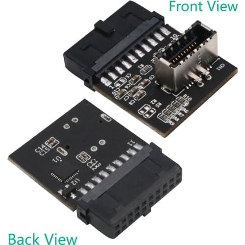 USB 3.0 (3.1 Gen 2) Internal black IDC 20 Pin Motherboard Header to A-Key 20 Pin Female Header Active Converter for Type C