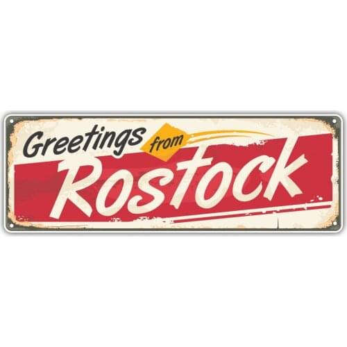 Rostock City Germany Retro Sign Travel Bumper Sticker Vinyl Art Decal for Car Truck Van Window Bike Laptop 16*5cm