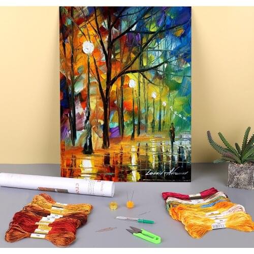 Night Mood Pre-Printed 11CT Cross Stitch Embroidery Patterns DMC Threads Handmade Needlework Handiwork Sewing Gift For Counted