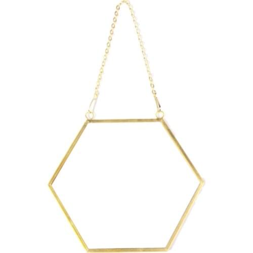 Nordic Minimalist Home Decoration Geometric Shape Gold Brass Hexagonal Mirror Bathroom Mirror Entrance Mirror Makeup Mirror