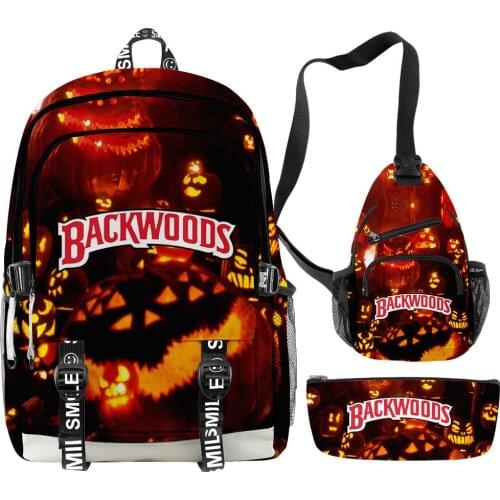 Women Men Backpacks HALLOWEEN BACKWOODS CIGARS Backpacks Bags Students School Bags Teenage Boys Girls Three Pieces Bags