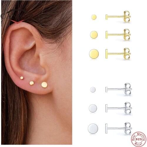 CANNER 3 Pcs Real 925 Sterling Silver Small Cute Simple Stud Earrings For Women Piercing Earring Earings Jewelry Pendientes