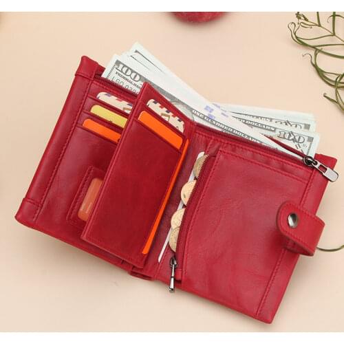 2020 New Soft Genuine Leather Women Wallet Coin Purse Short Luxury Ladies Small Rfid Card Wallets Clutch Bag Portomonee Portfel
